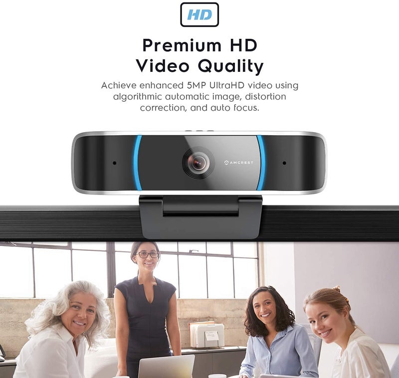 Amcrest 5-Megapixel Webcam with Microphone, Web Cam USB Camera, Computer HD Streaming Webcam for PC Desktop & Laptop w/Mic, Wide Angle Lens & Large Sensor for Superior Low Light (AWC5100) - Image 2